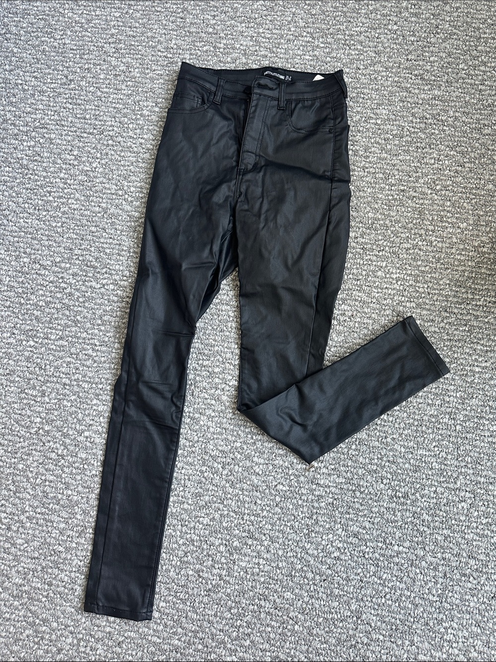 WORN ONCE | Black Leather/Coated Skinny Pants